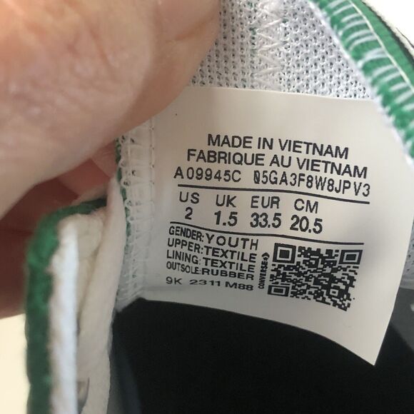 CONVERSE ALL STAR Amazon Green Canvas Low Top Sneakers Youth Size 2 - 20.5 CM - Picture 6 of 9